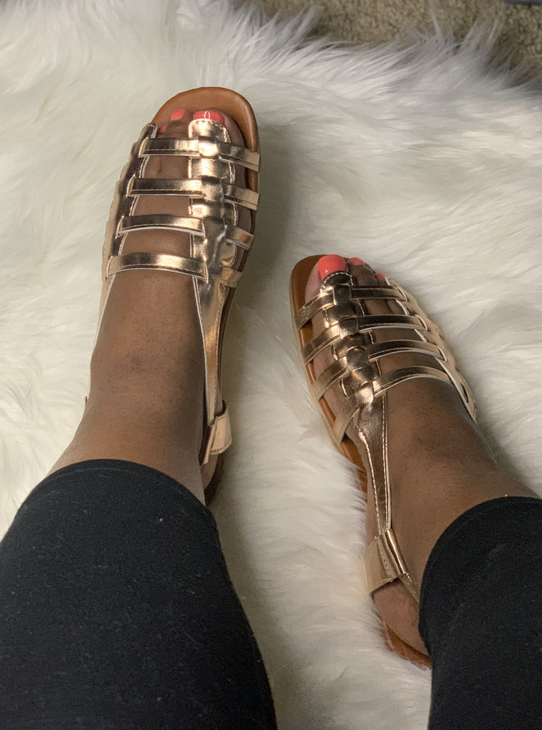 Glitz Rose Gold Sandals – Little Gypsies Boutique