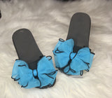 Turquoise Bow Slides