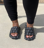 Open Toe Bubble Slides (Black)