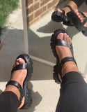 Mamie's 3 Strap Sandals (Black)