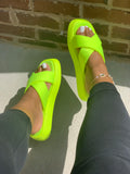 Neon Cris Cross Slides