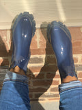 Navy Patent Leather Boots