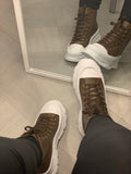 Brown Leather Chunky Sneakers
