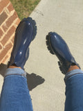 Navy Patent Leather Boots