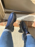 Navy Patent Leather Boots