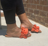 Orange Ruffle Slides