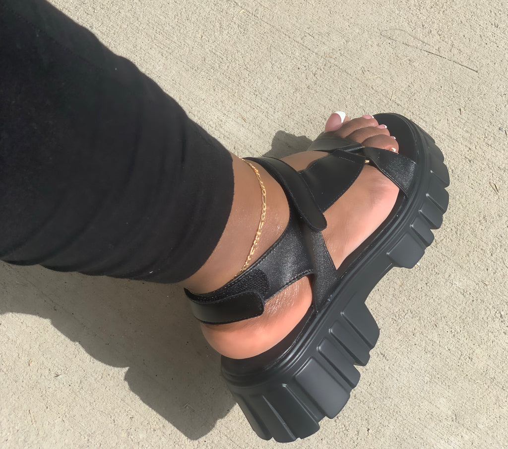 Triple Strap Chunky Sole Flatform Sandals | boohoo