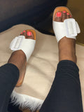 White Big Buckle Slides